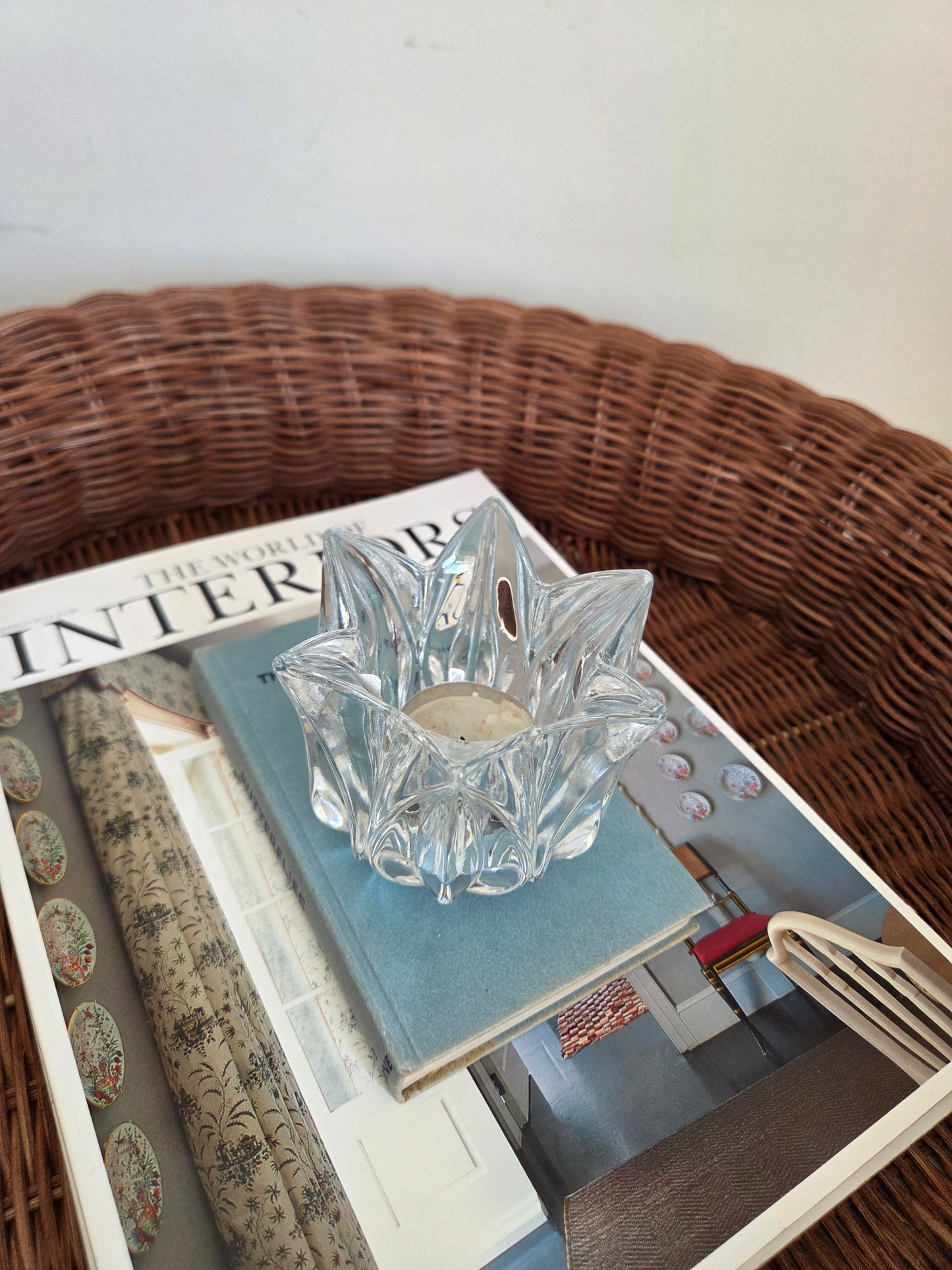 Vintage Swedish Art Glass Bowl and Tealight Holder in the Shape of a Flower