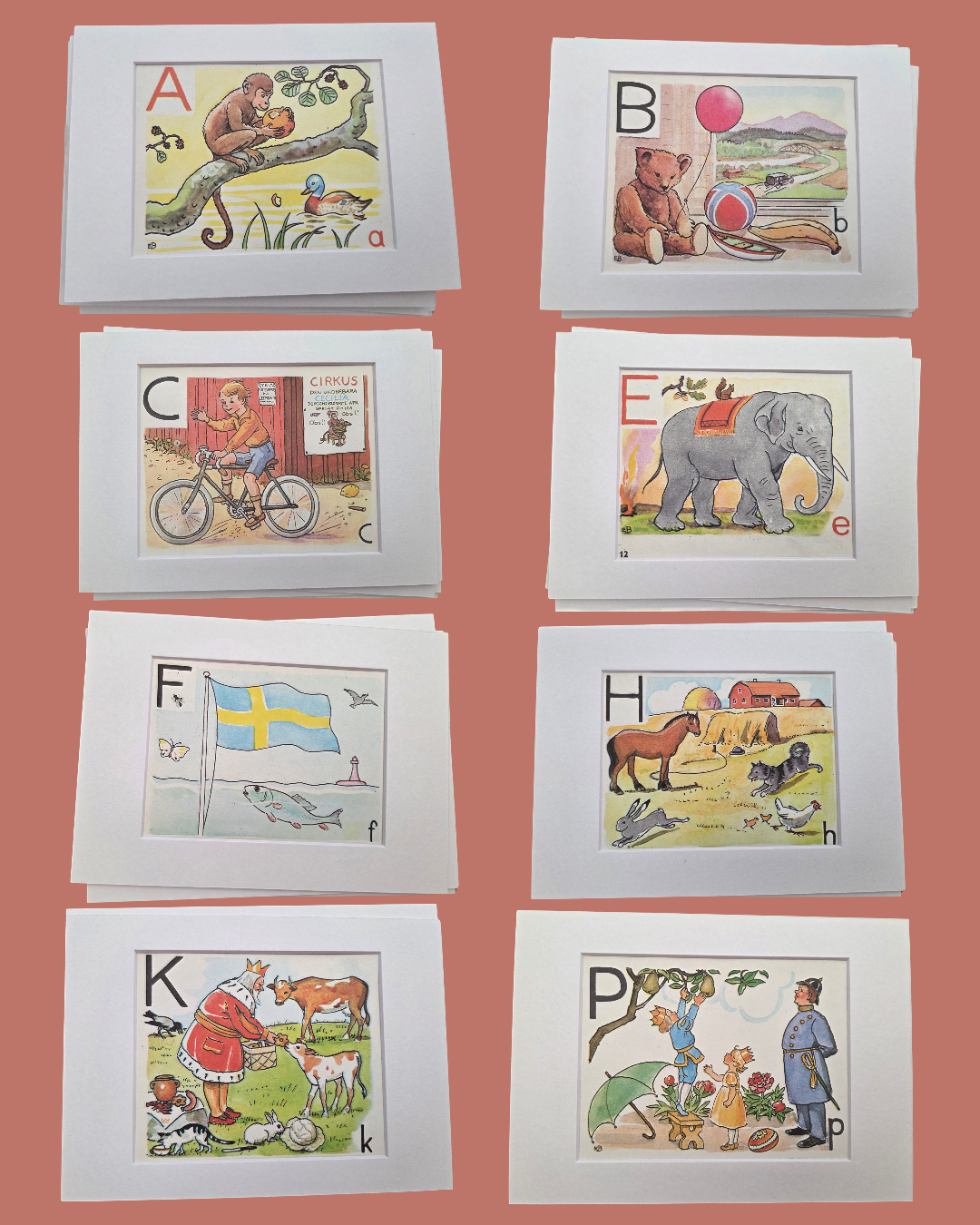 Framed Vintage Swedish Children's Alphabet Illustration by Elsa Beskow