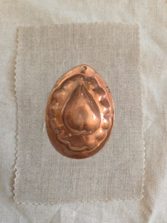 Mini Antique Swedish Copper Mould - Pear with Scallop Border
