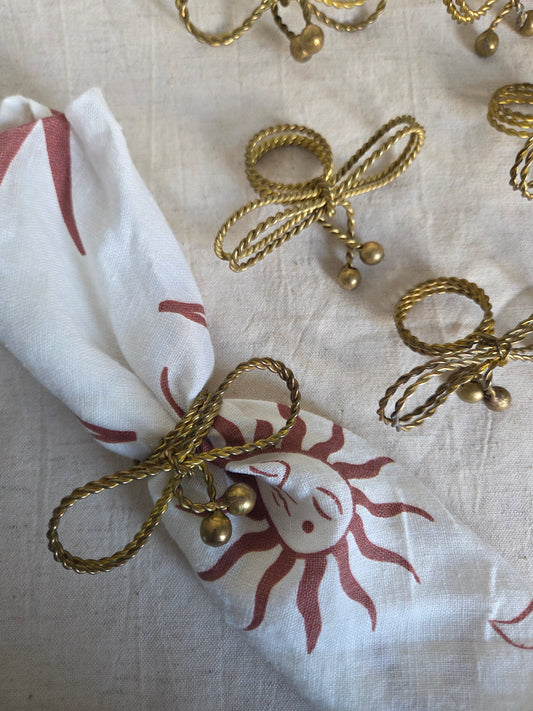 8 Twist Brass Bows Vintage Napkin Rings