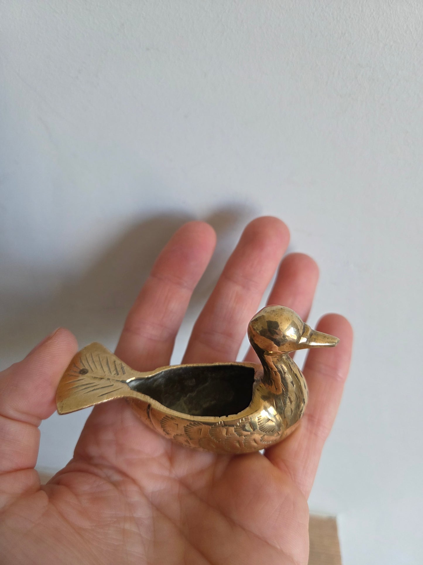 Small Brass Bird Match Pot