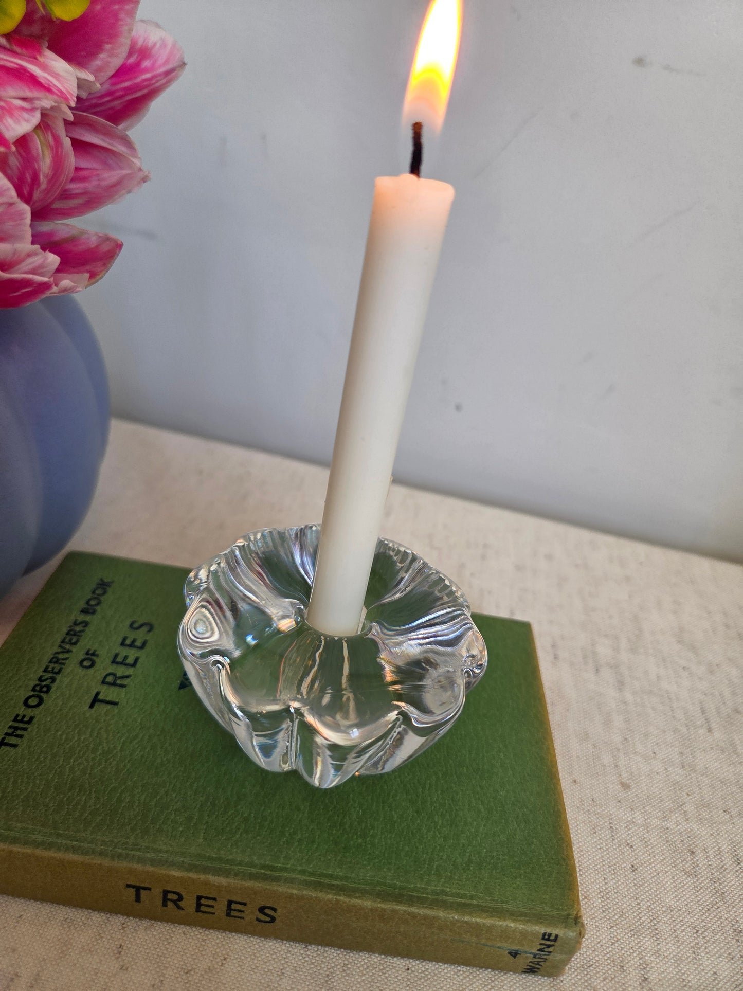 Vintage Mini Glass Candlestick by Orrefors Sweden