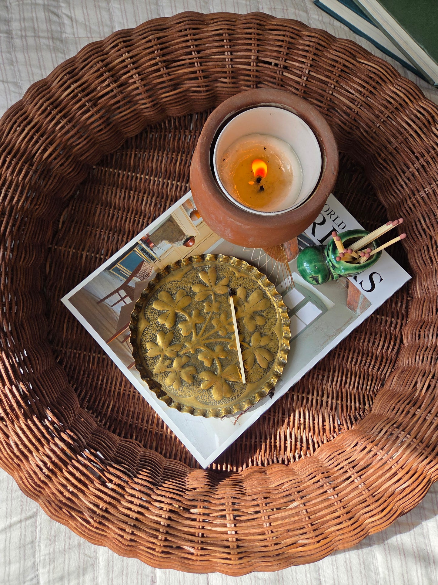 Vintage Brass Tray - Clover Motif
