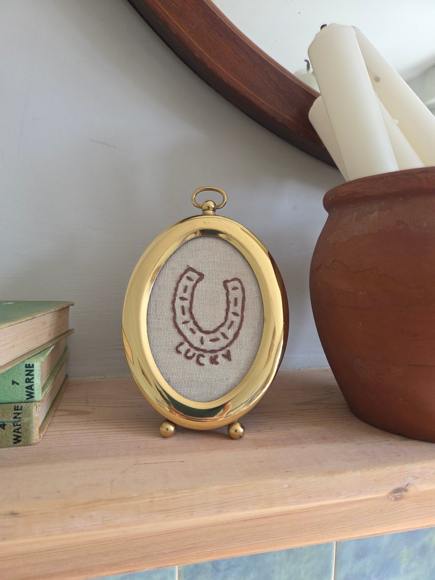 Embroideries in Vintage Brass Frames