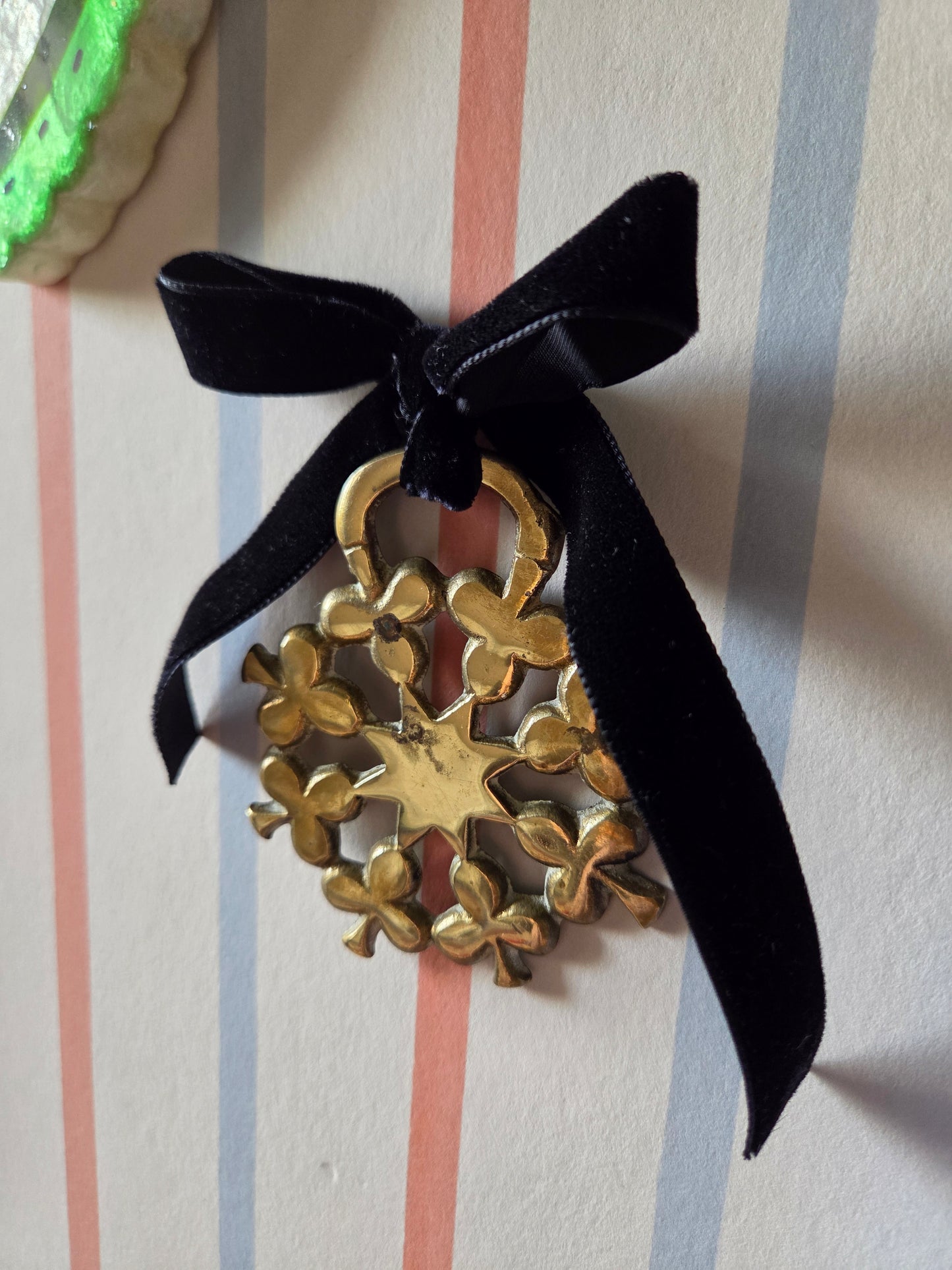 Three Leaf Clover Hanging Brass Trinket