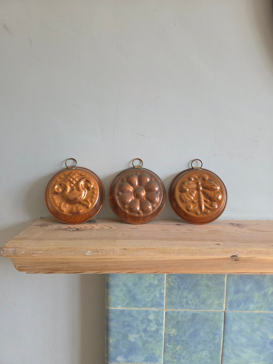 Set of Three Vintage Swedish Copper Moulds