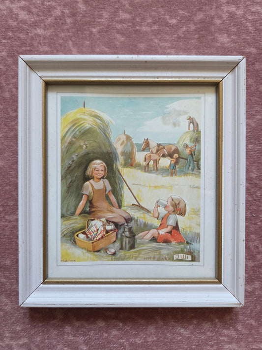 Vintage Swedish Children's Picture - July