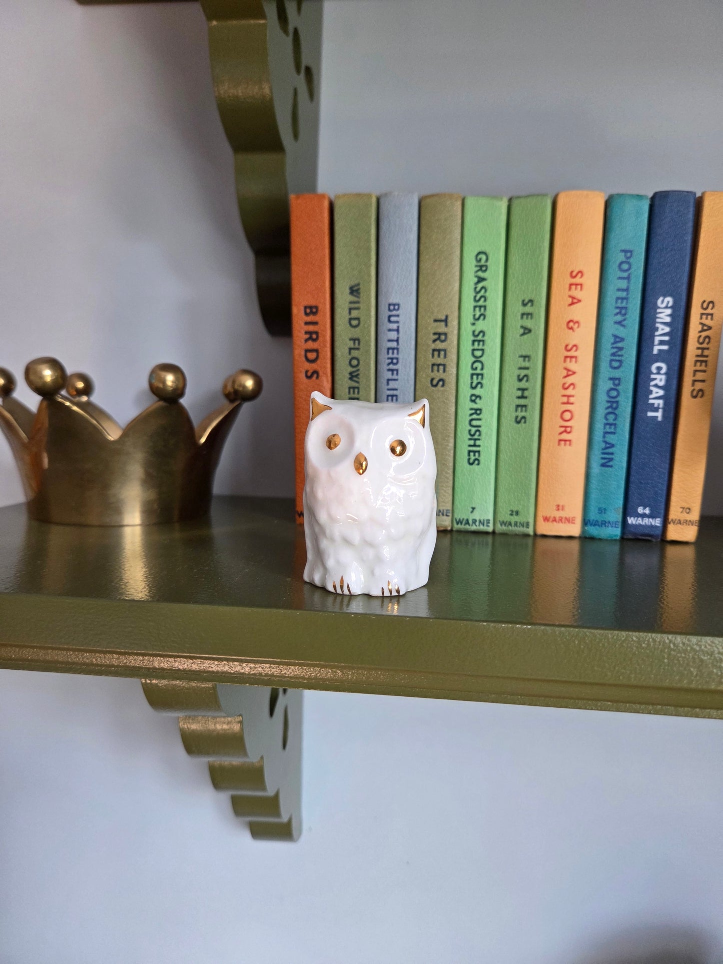 Small Ceramic Owl Ornament with Gold Detail
