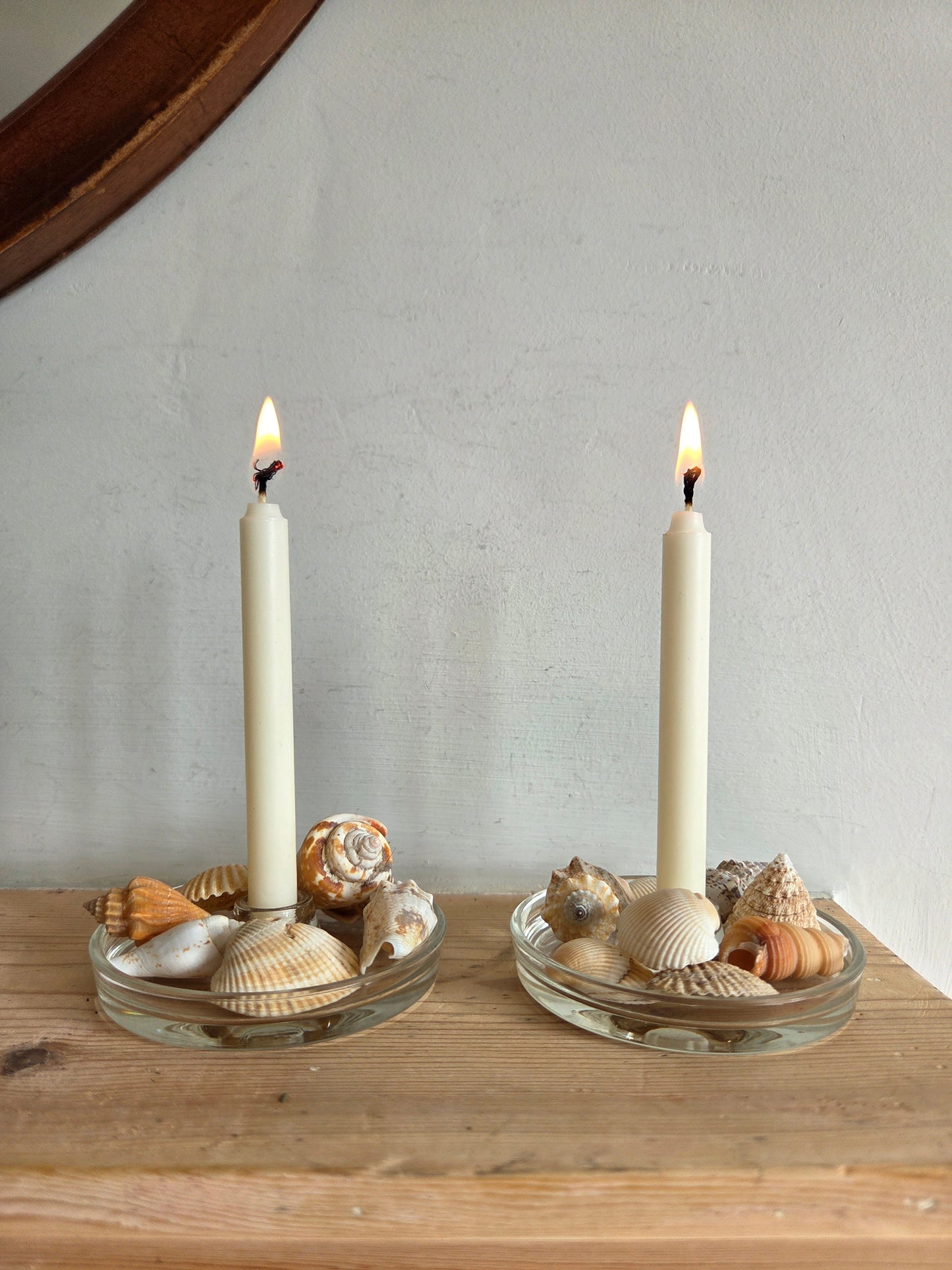 Pair of Swedish Glass Mini Candle Holders