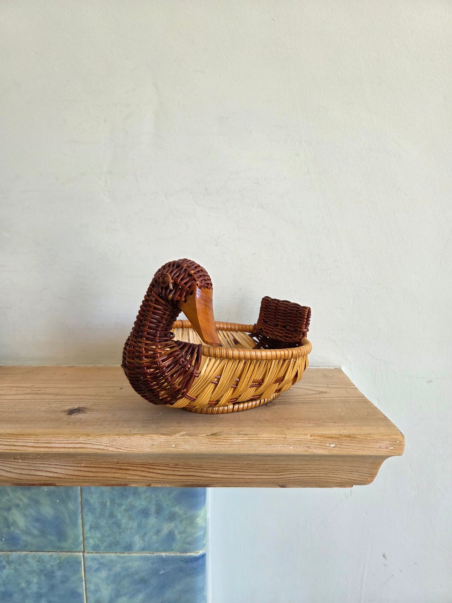 Small Vintage Wicker Duck Basket