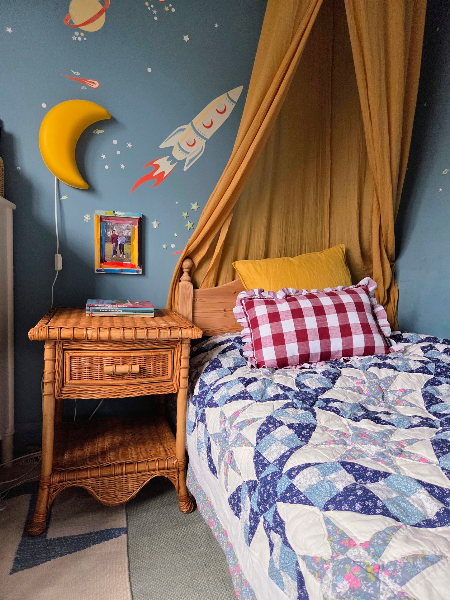 Vintage Wicker Bedside Table