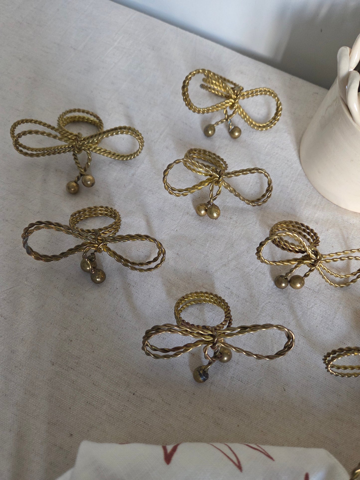 8 Twist Brass Bows Vintage Napkin Rings