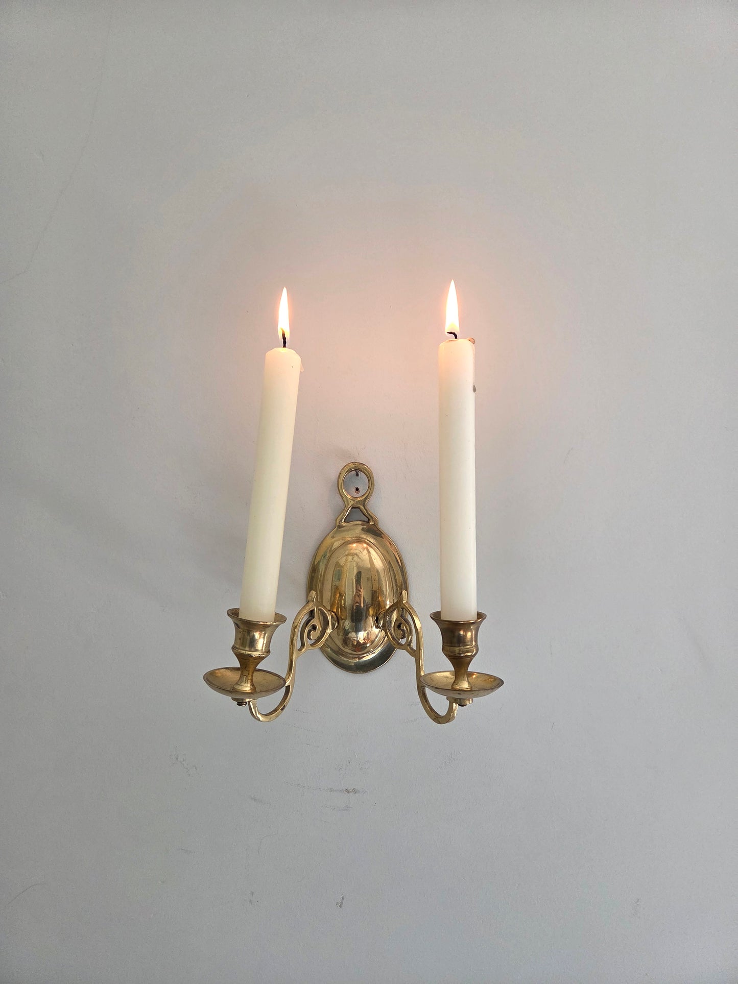 Pair of Vintage Brass Double Sconces