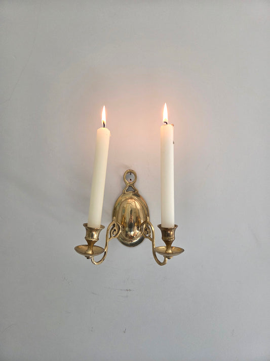 Pair of Vintage Brass Double Sconces
