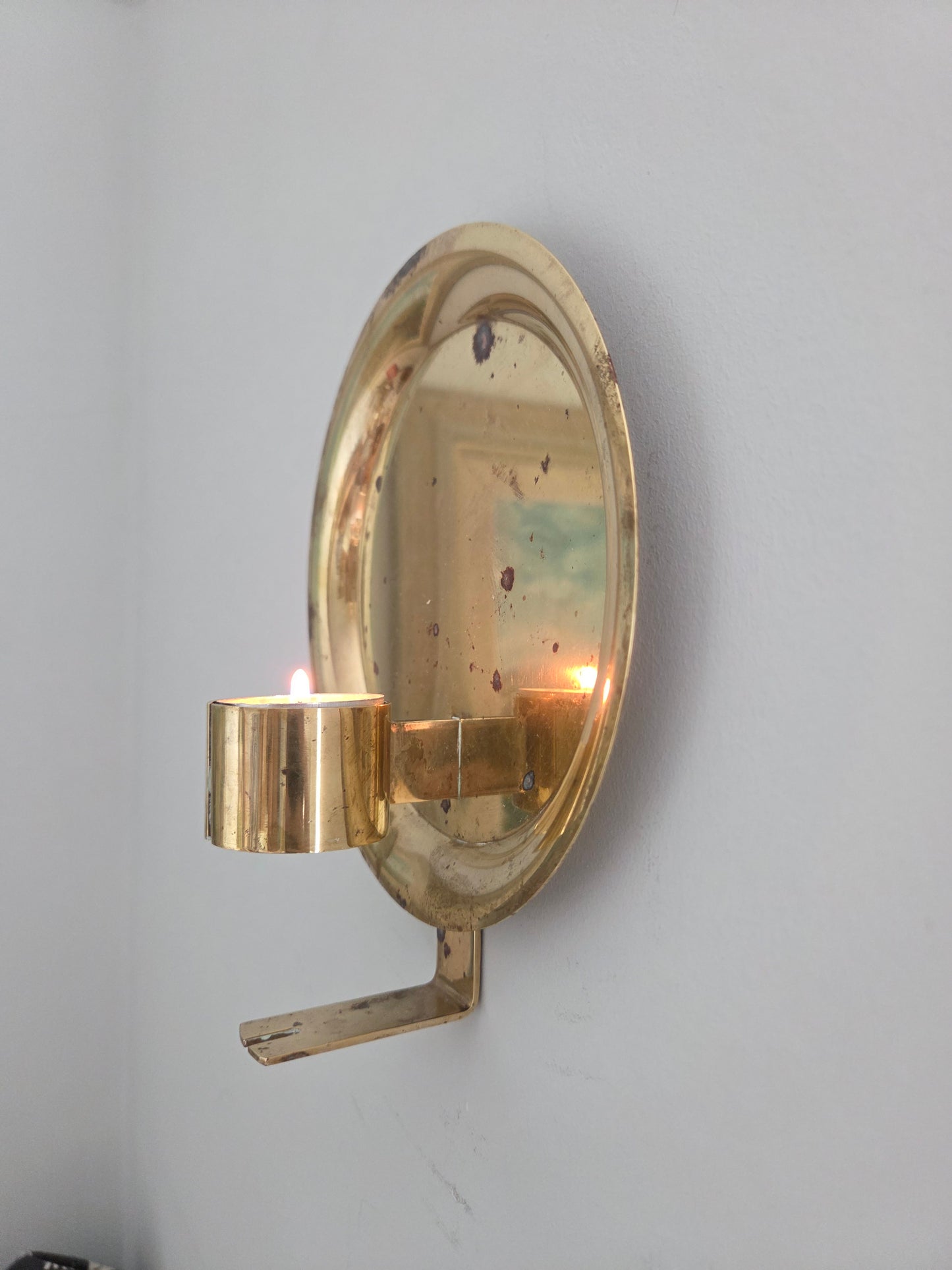 Vintage Swedish Brass Candle Sconce