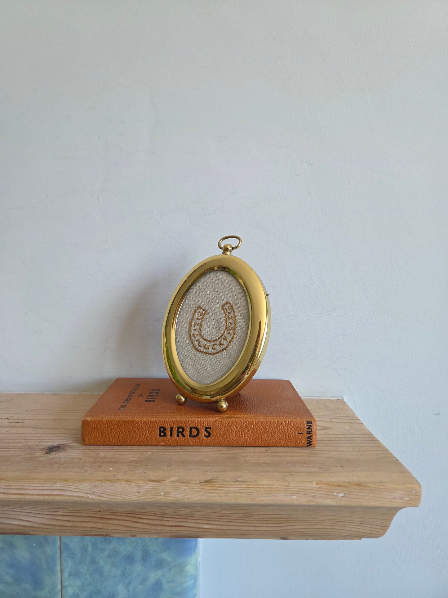 Vintage Brass Frame with Lucky Horse Shoe Embroidery 02