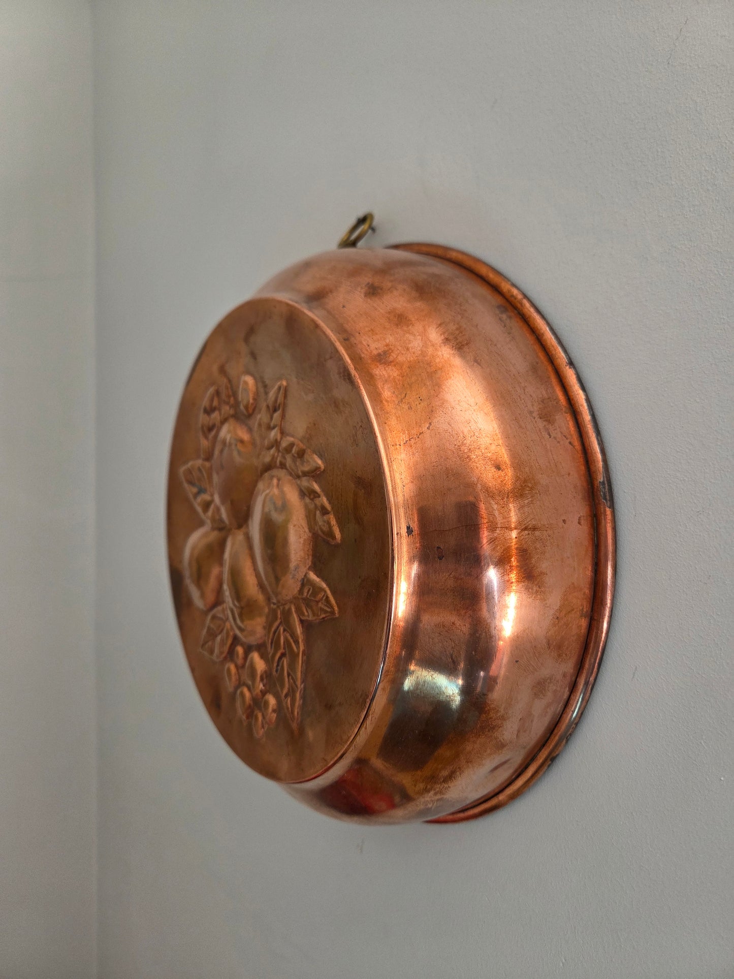 X Large Vintage Swedish Copper Mould with Fruit