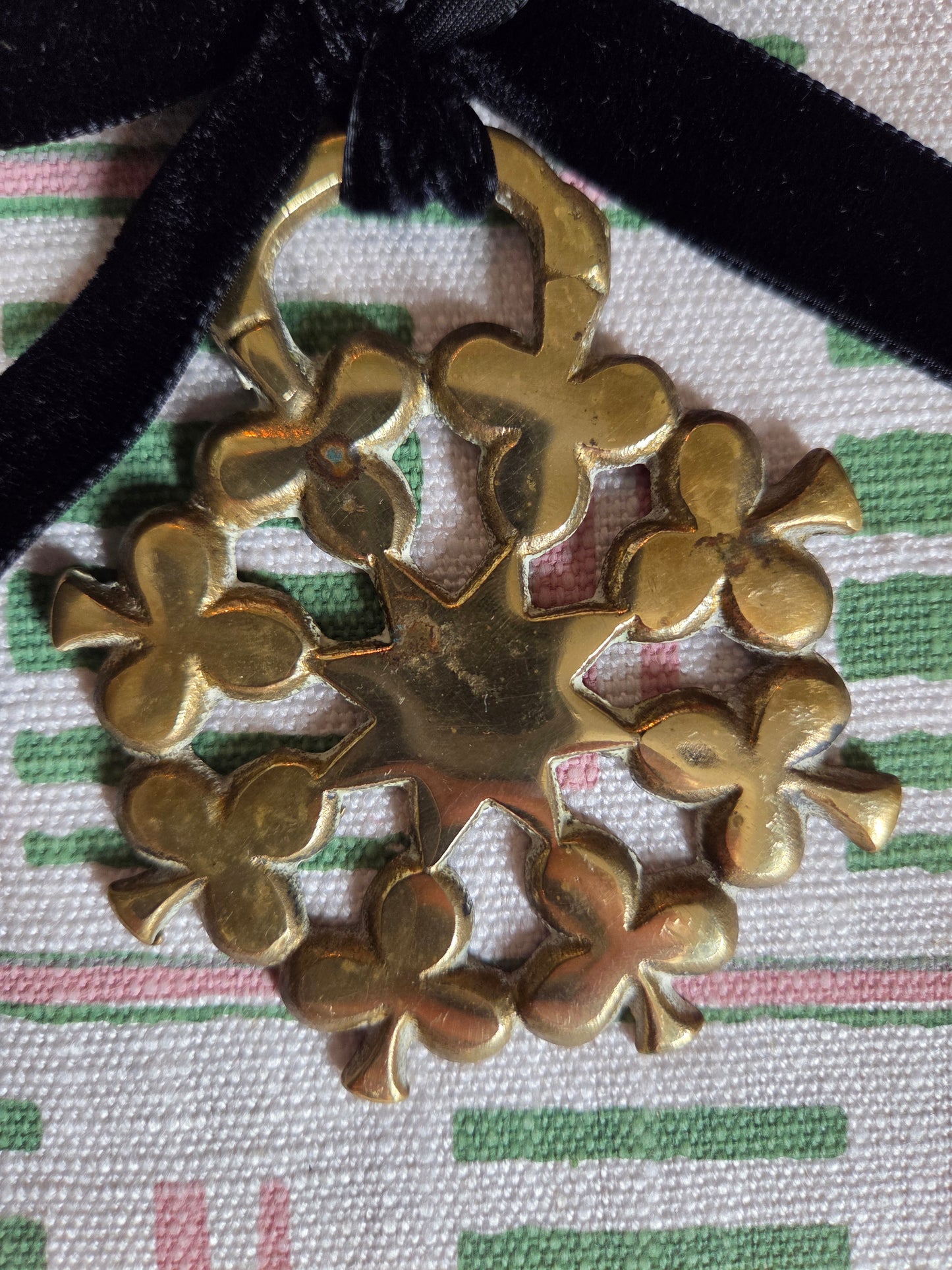 Three Leaf Clover Hanging Brass Trinket