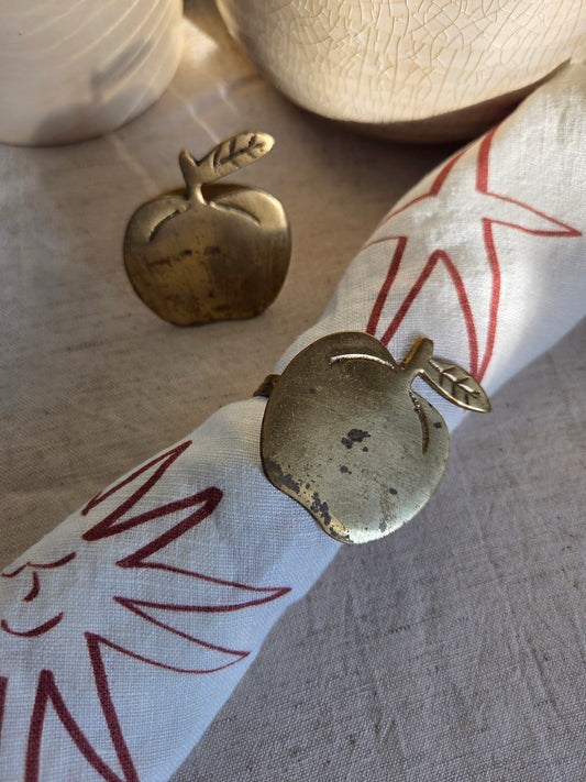 A Pair of Brass Apple Vintage Napkin Rings