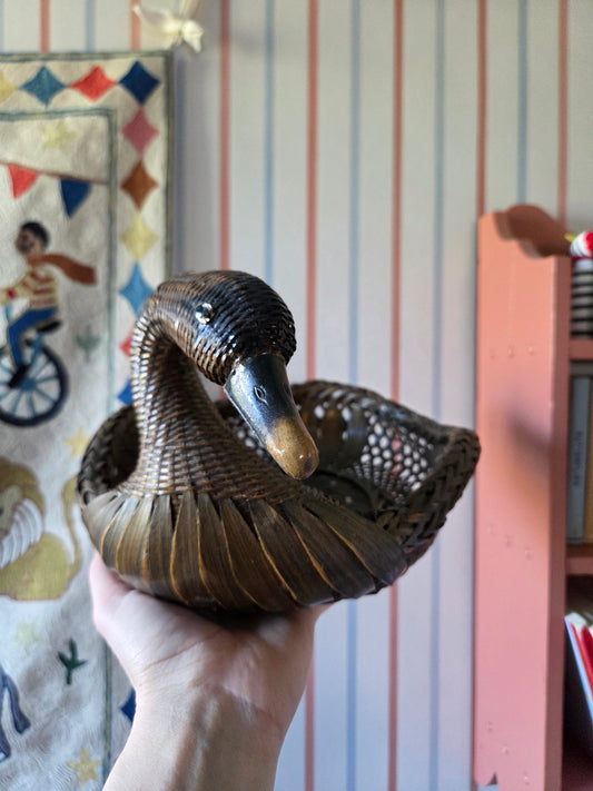 Large Vintage Wicker Duck Basket