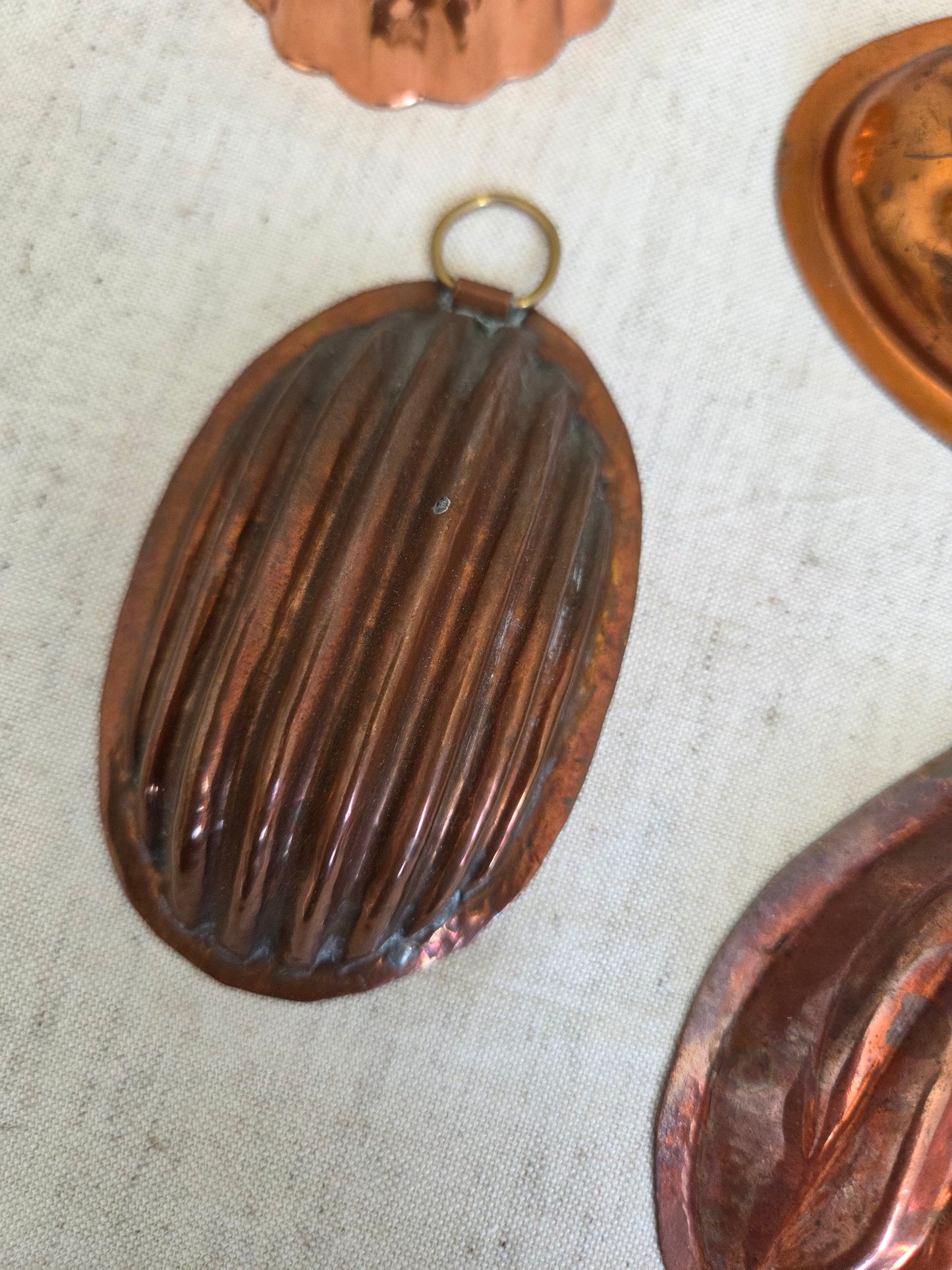 Mini Antique Swedish Copper Mould - Ribbed Oval