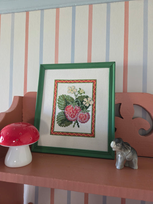 Vintage Swedish Strawberry Plant Embroidery