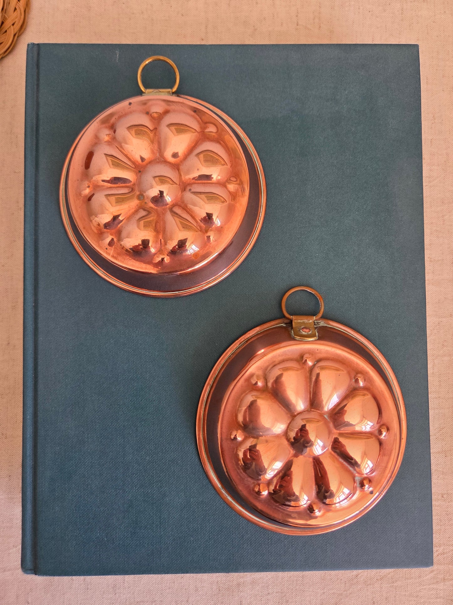 Small Vintage Copper Mould with Flower Design