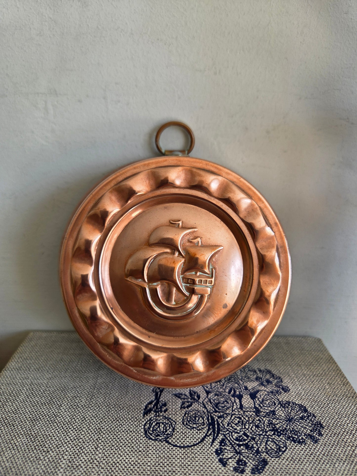 Vintage Copper Mould with Ship Design