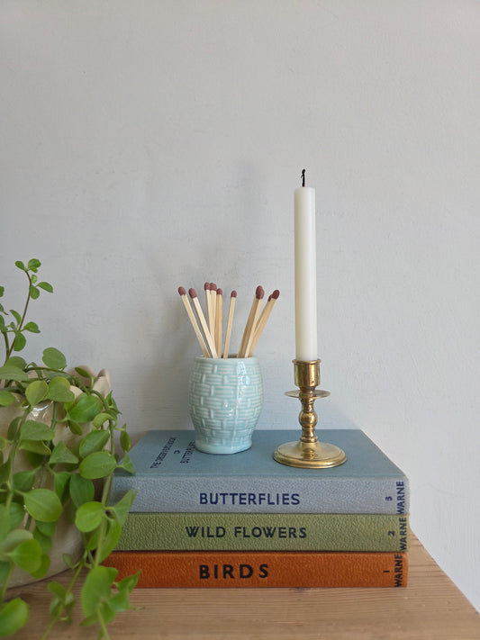 Vintage Swedish Ceramic Pot for Matches or Toothpicks - Light Blue