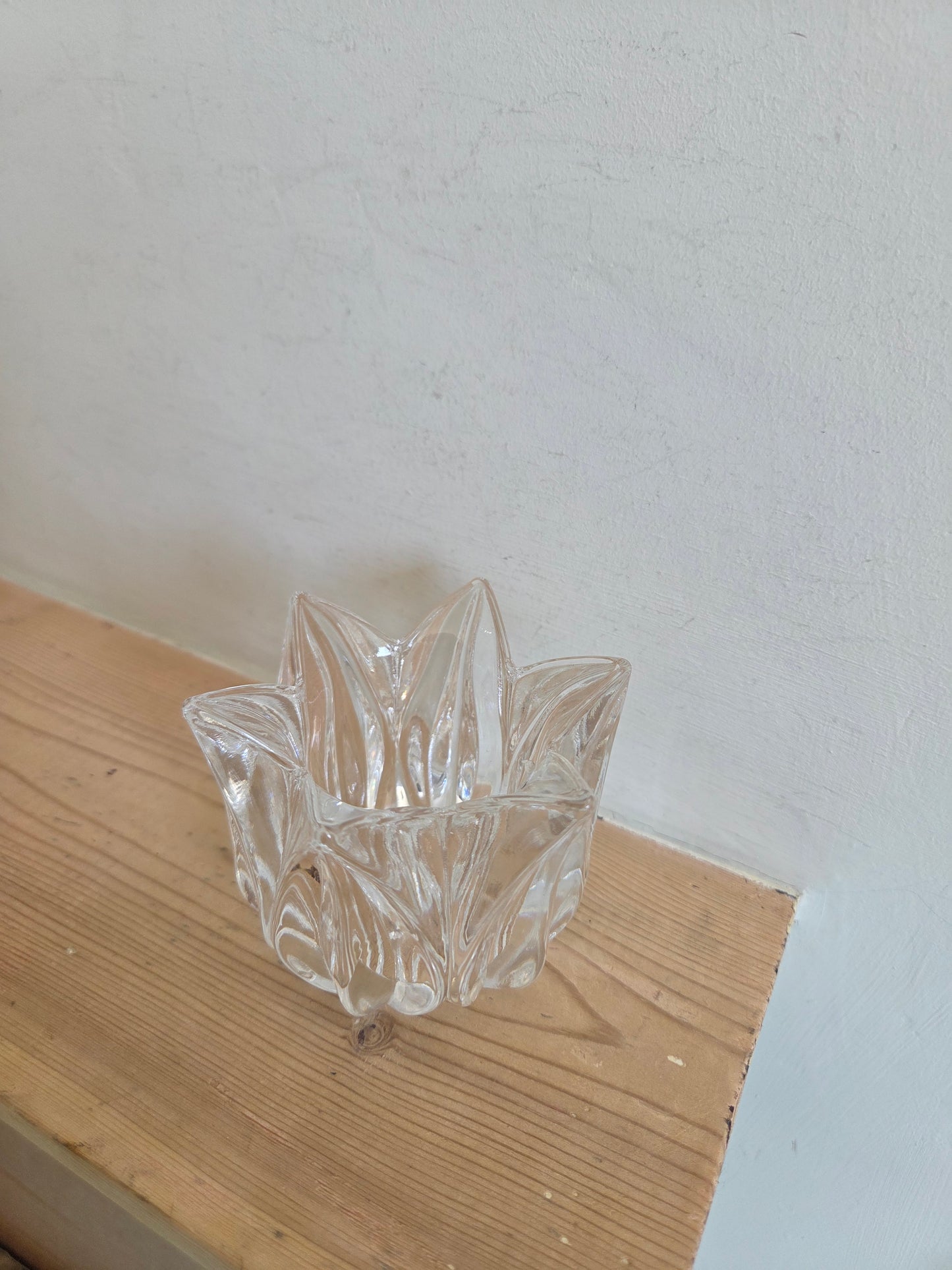 Vintage Swedish Art Glass Bowl and Tealight Holder in the Shape of a Flower