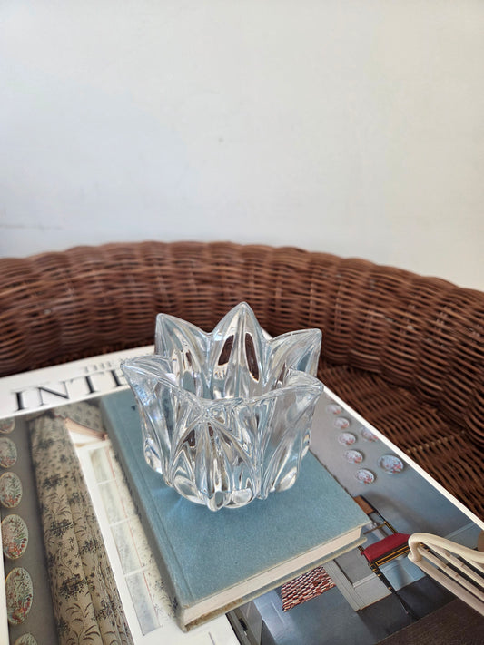 Vintage Swedish Art Glass Bowl and Tealight Holder in the Shape of a Flower