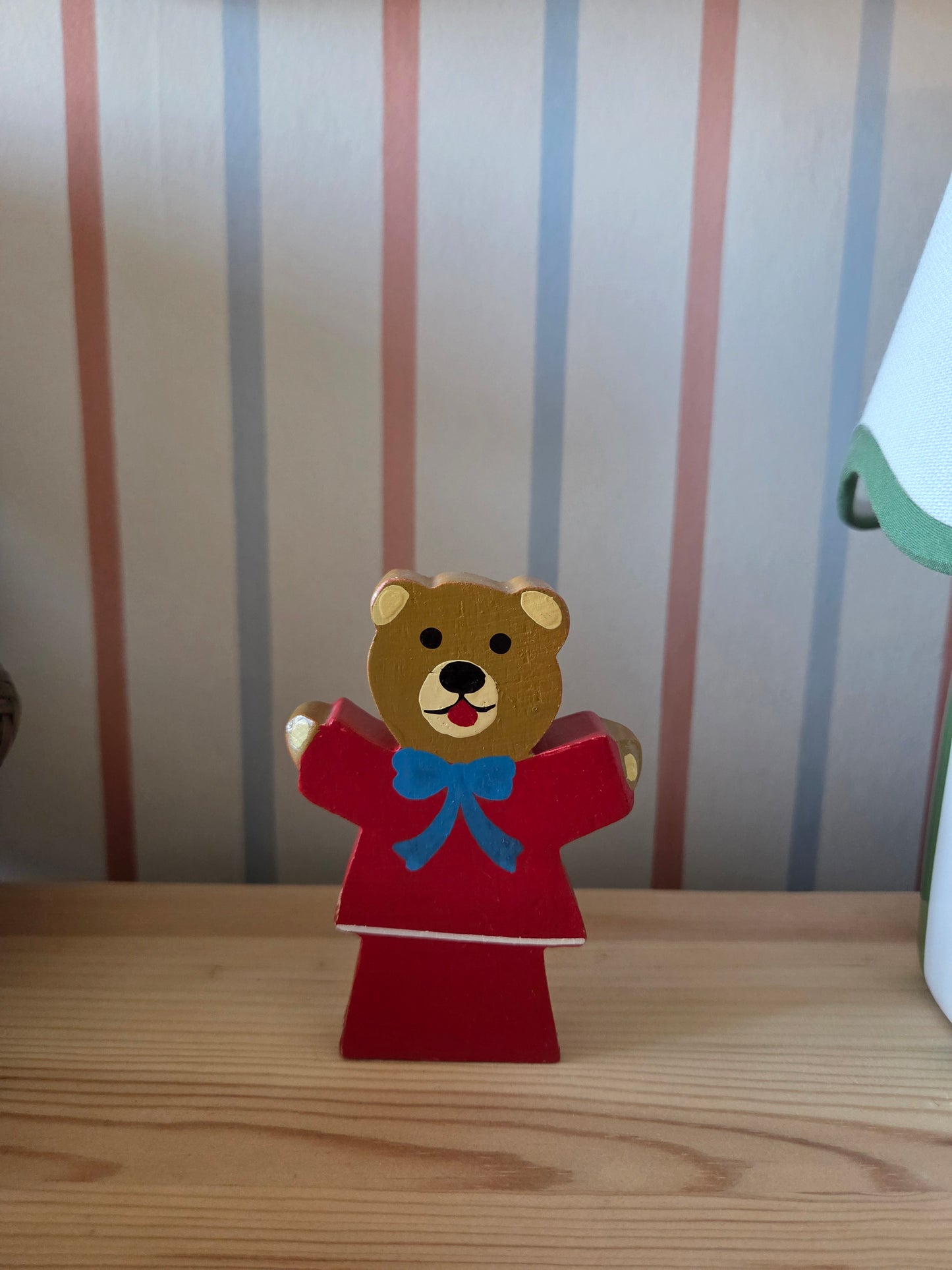 Small Vintage Wooden Teddy Bear Ornament