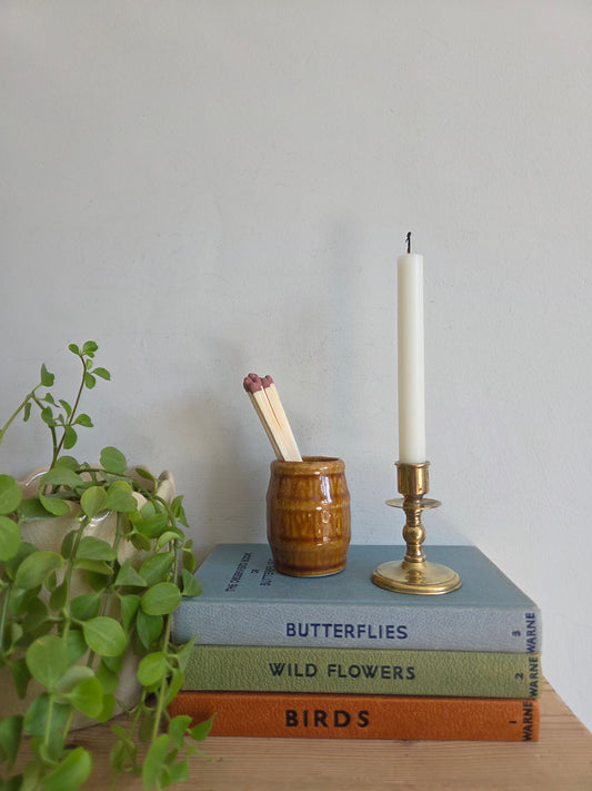 Vintage Swedish Ceramic Pot for Matches or Toothpicks - Light Brown