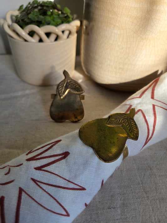 A Pair of 2 Brass Pear Vintage Napkin Rings