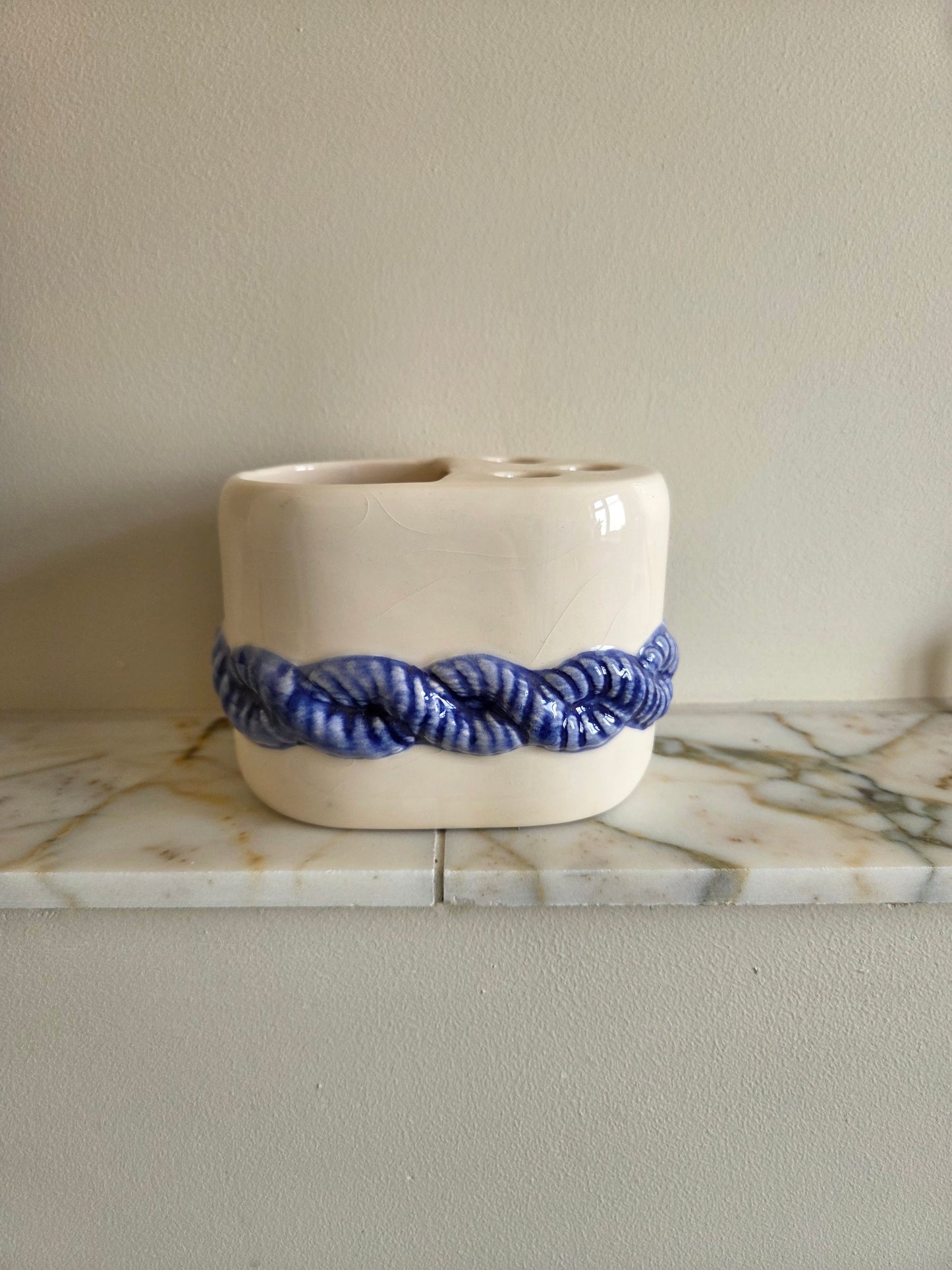 Portugese Majolica Toothbrush Holder