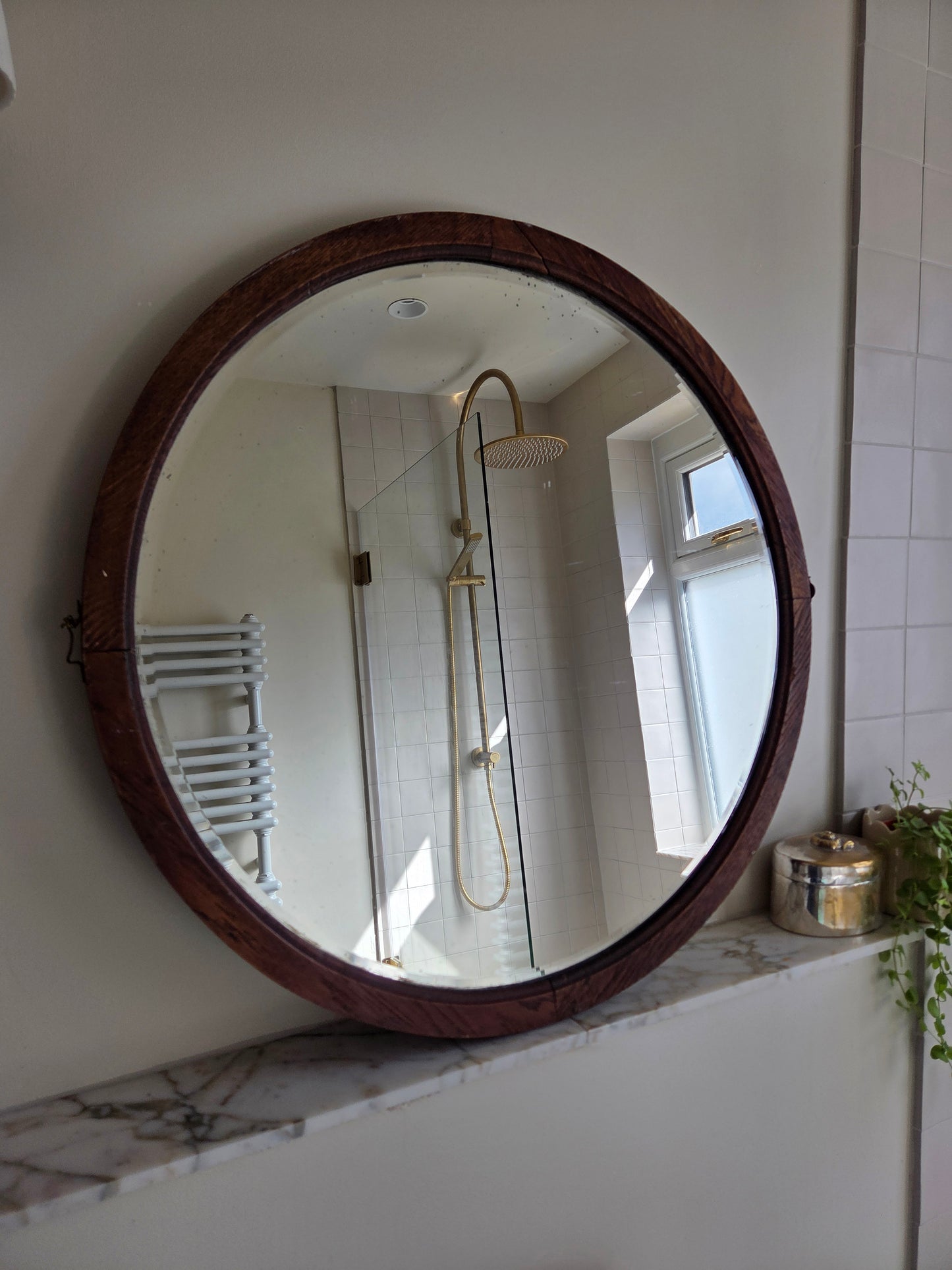 Vintage Round Oak Mirror