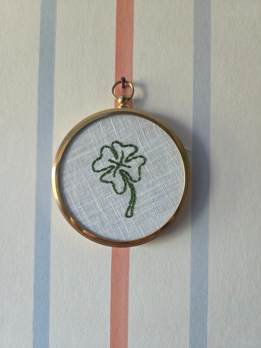 Vintage Brass Frame with Lucky Clover Embroidery 01