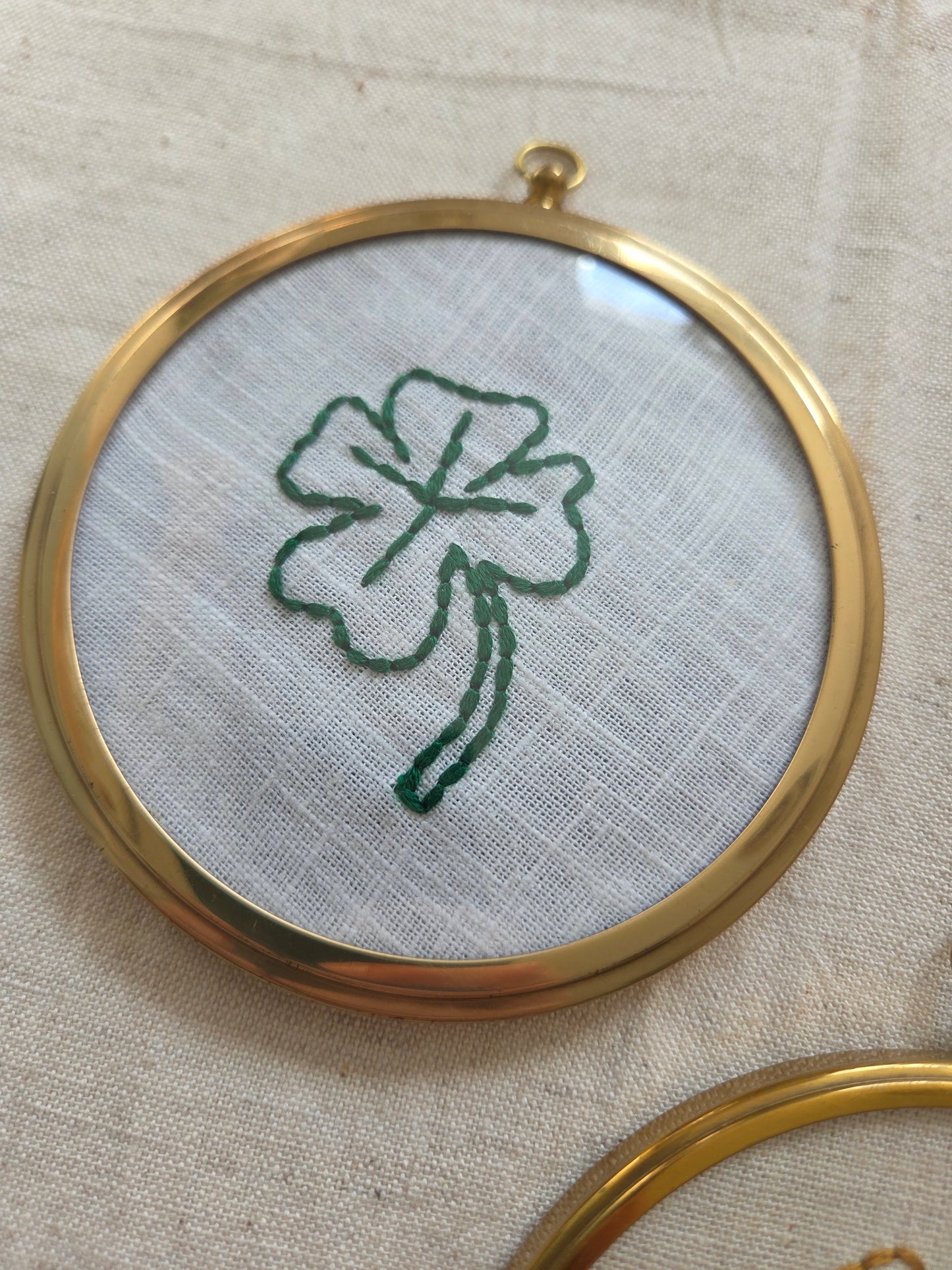 Vintage Brass Frame with Embroidery