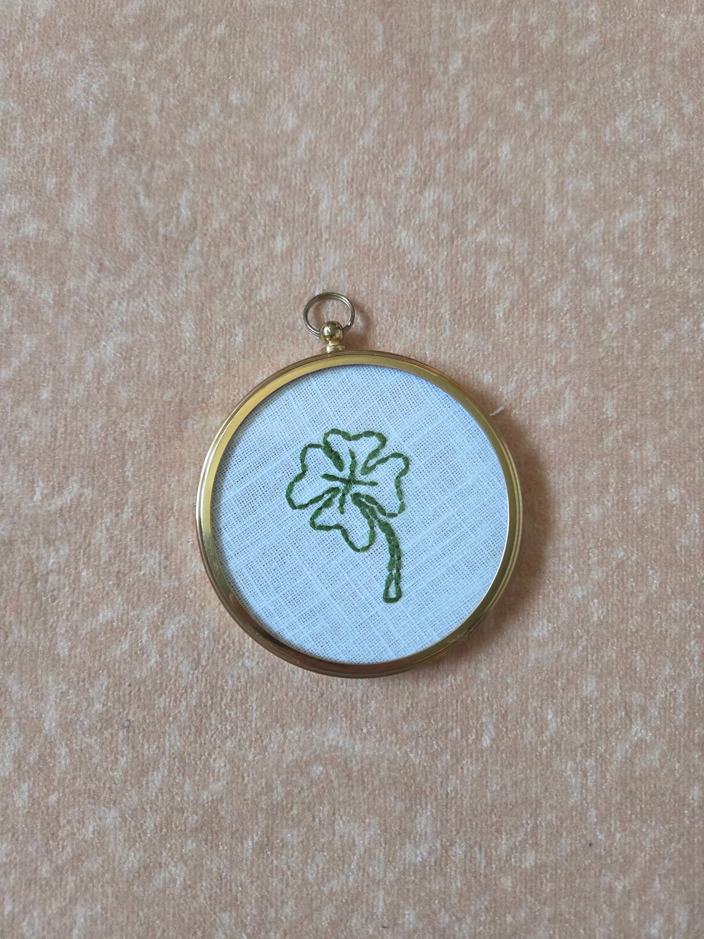 Vintage Brass Frame with Lucky Clover Embroidery 01