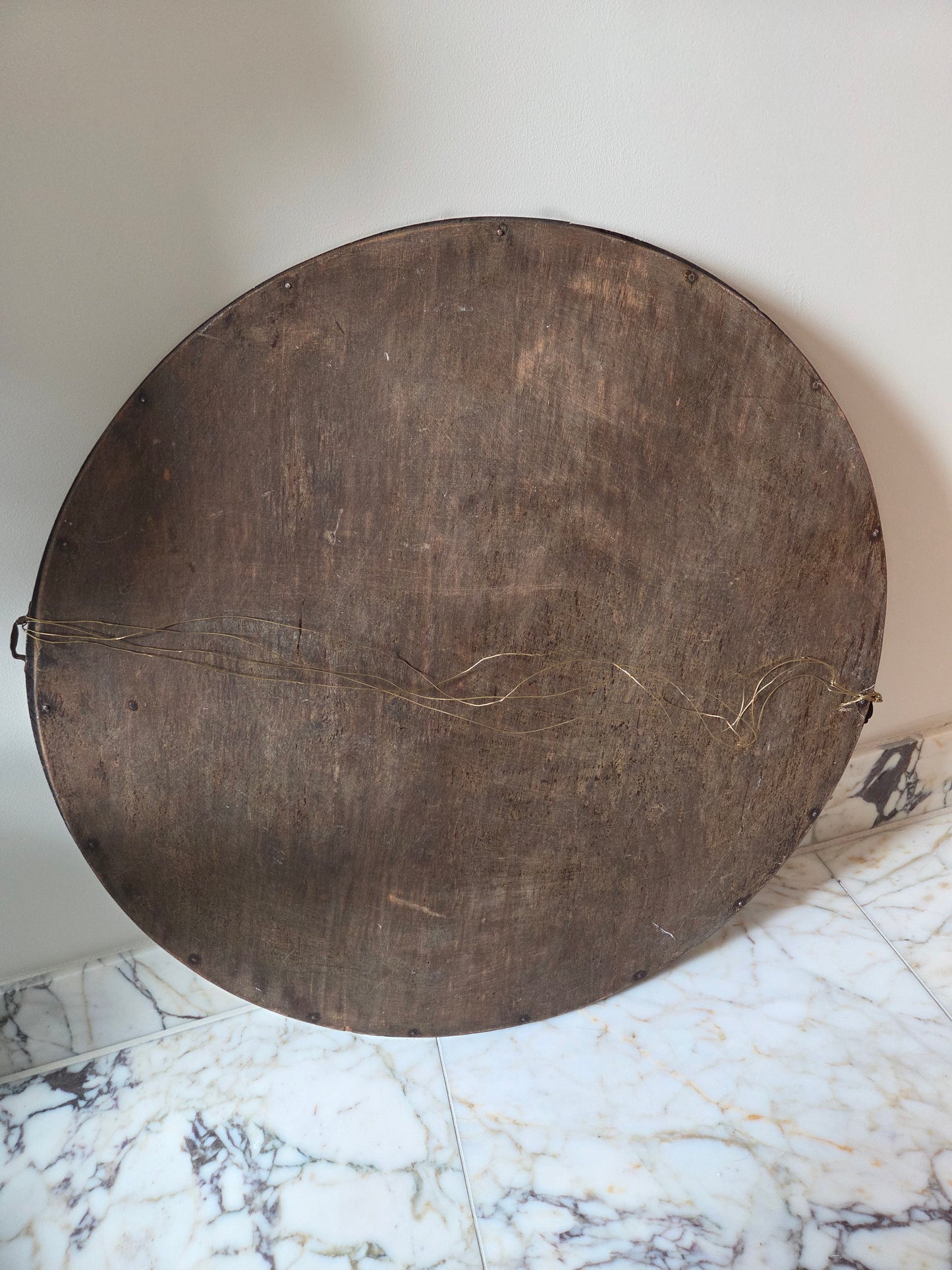 Vintage Round Oak Mirror