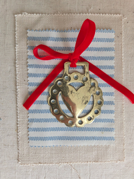 Scallop Edge Brass Heart Hanging Ornament