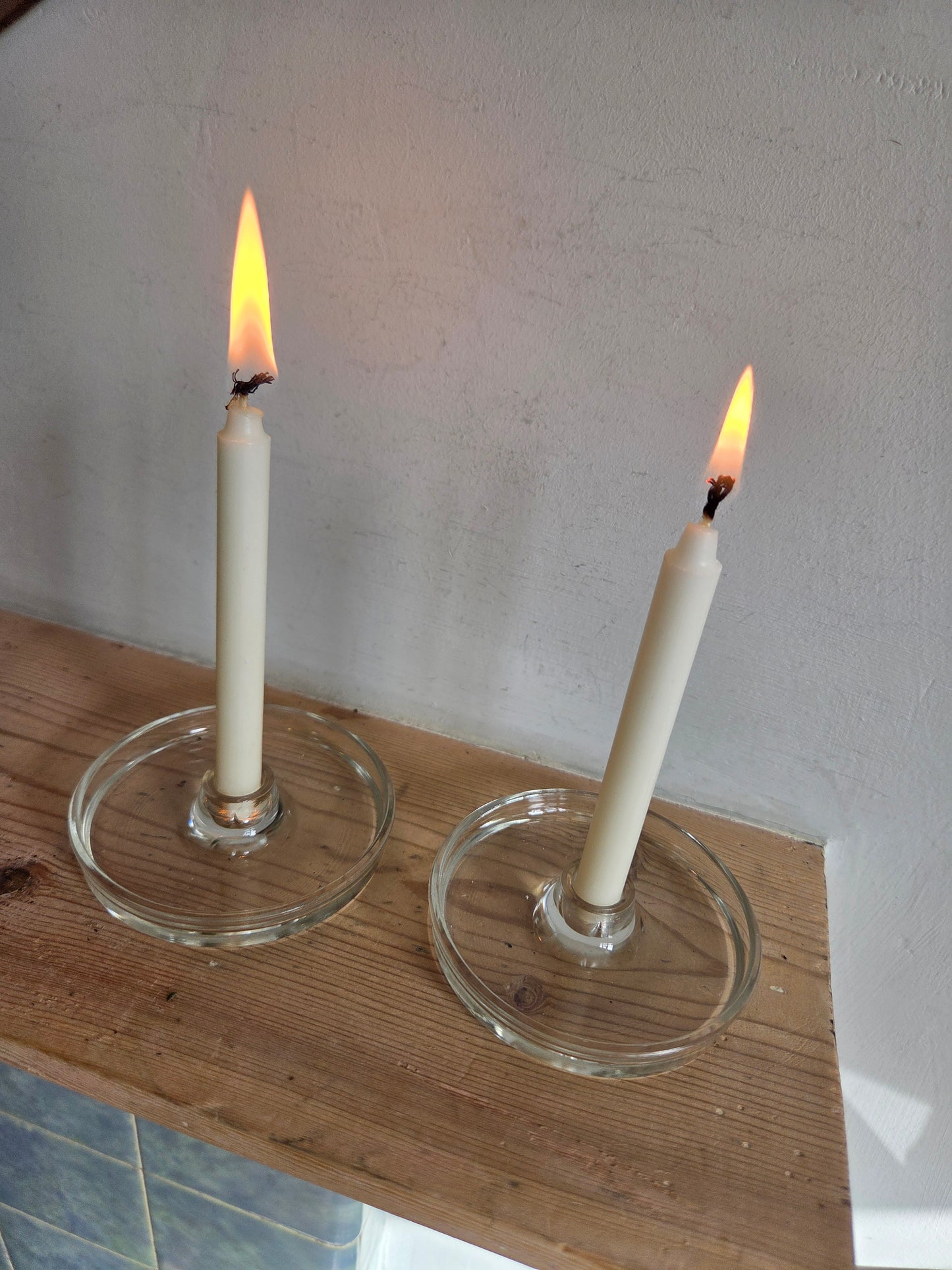 Pair of Swedish Glass Mini Candle Holders