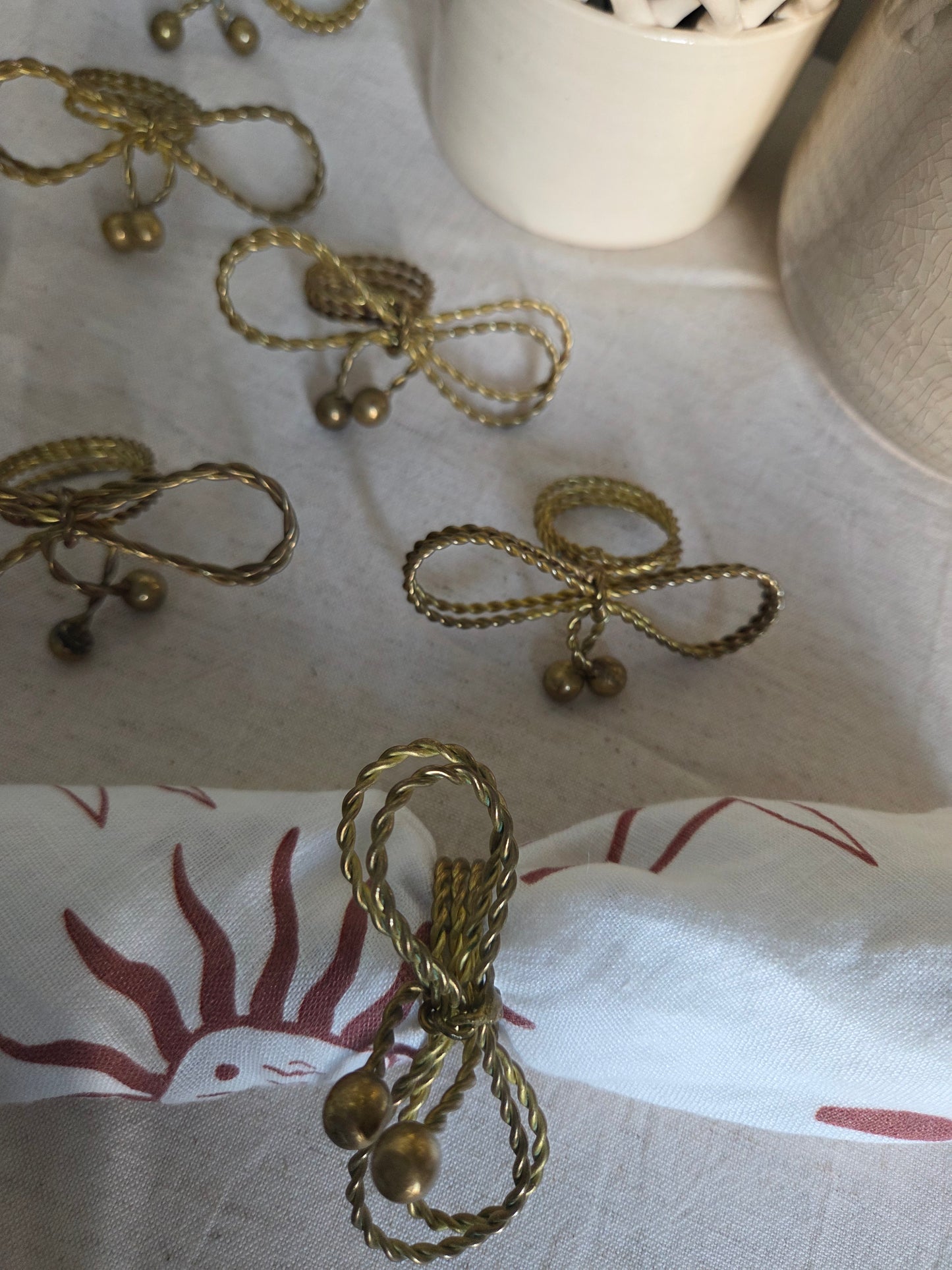 8 Twist Brass Bows Vintage Napkin Rings