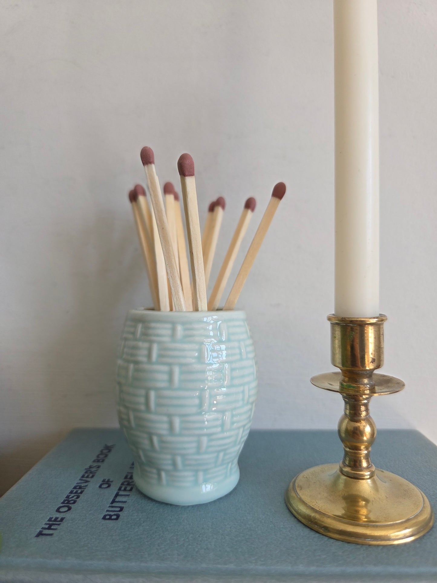 Vintage Swedish Ceramic Pot for Matches or Toothpicks - Light Blue