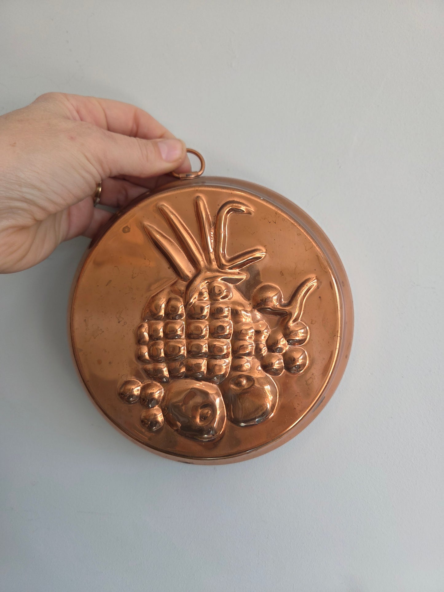 Medium Swedish Copper Mould with Pineapple and Fruit
