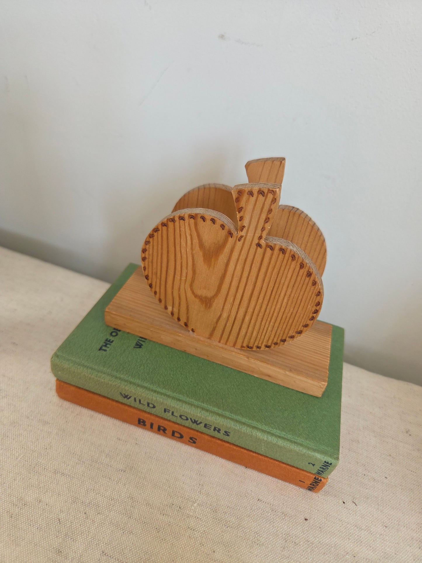 Vintage Wooden Apple Napkin or Letter Holder