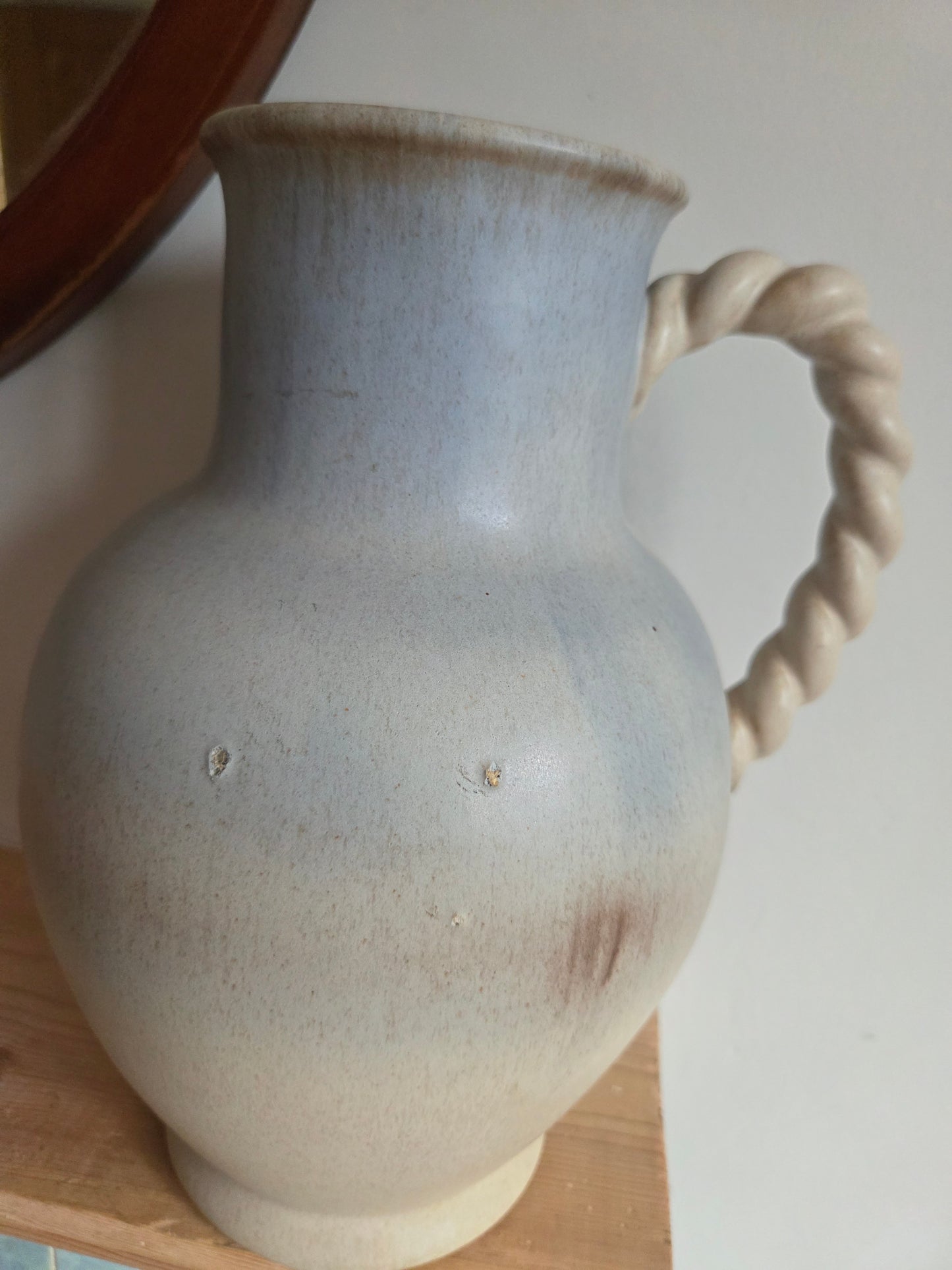 Vintage Ombre Drip Glaze Jug Vase with Rope Twist Handle
