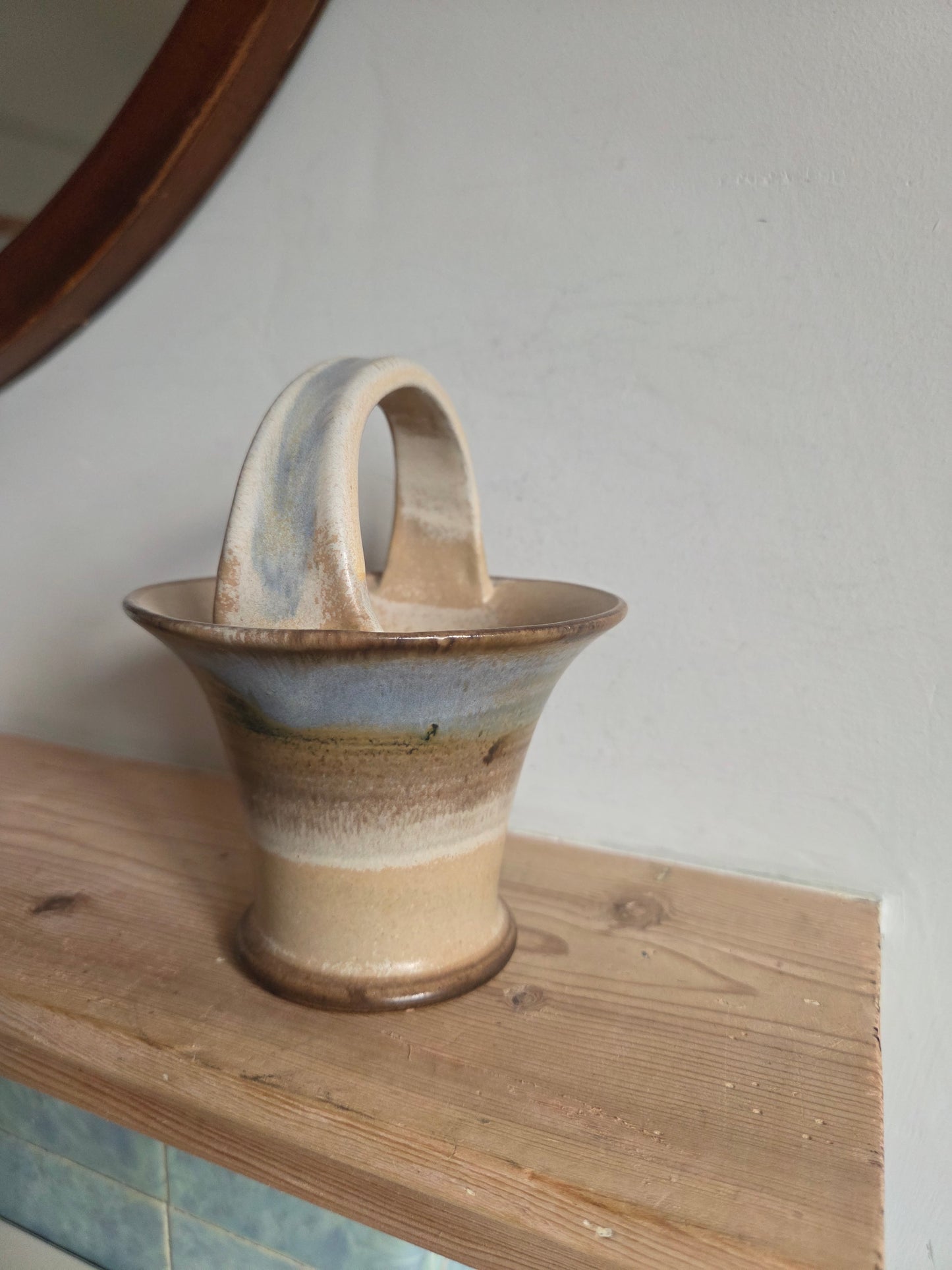 Small Basket Vase with Ombre Drip Glaze