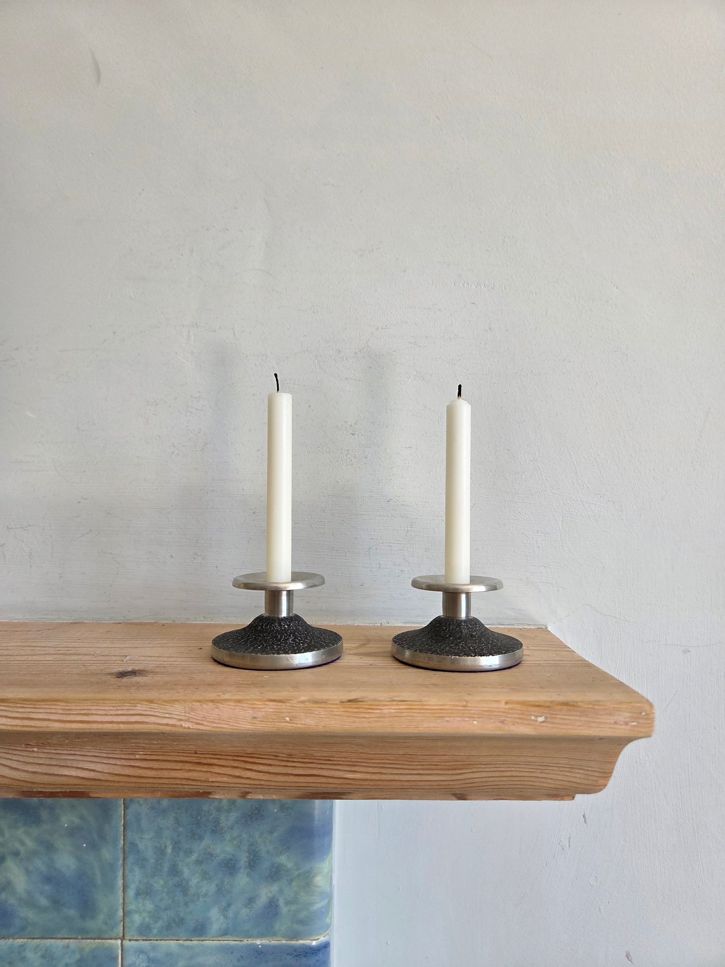 Pair of Danish Pewter Mini Candle Sticks