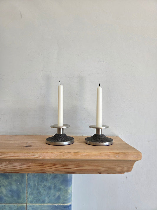 Pair of Danish Pewter Mini Candle Sticks